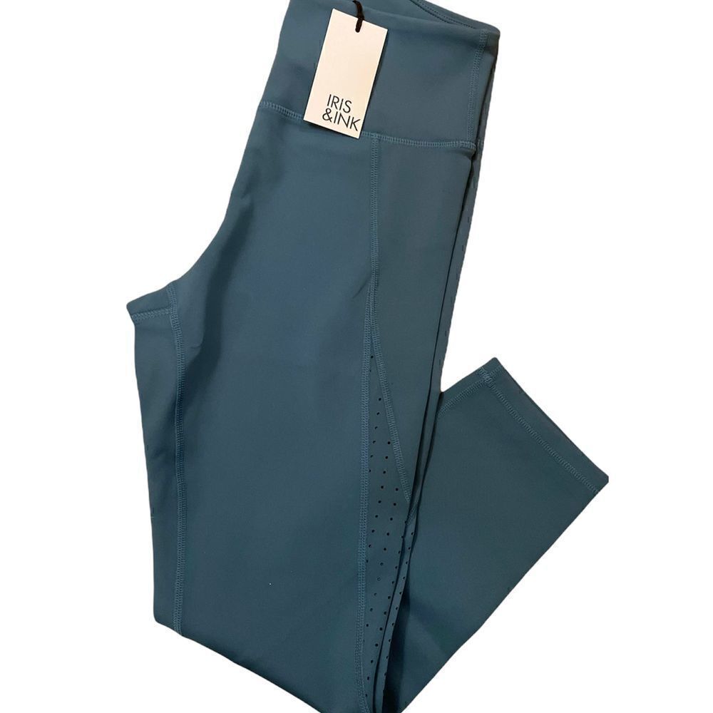 Iris & ink High waisted cropped legging in tapestry blue size M